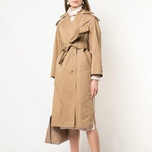 Vince Dark Khaki Cotton Belted Trench Coat, size small